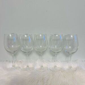 NWOT Set of 5 Elegant Clear Large Stem Wine Glass!